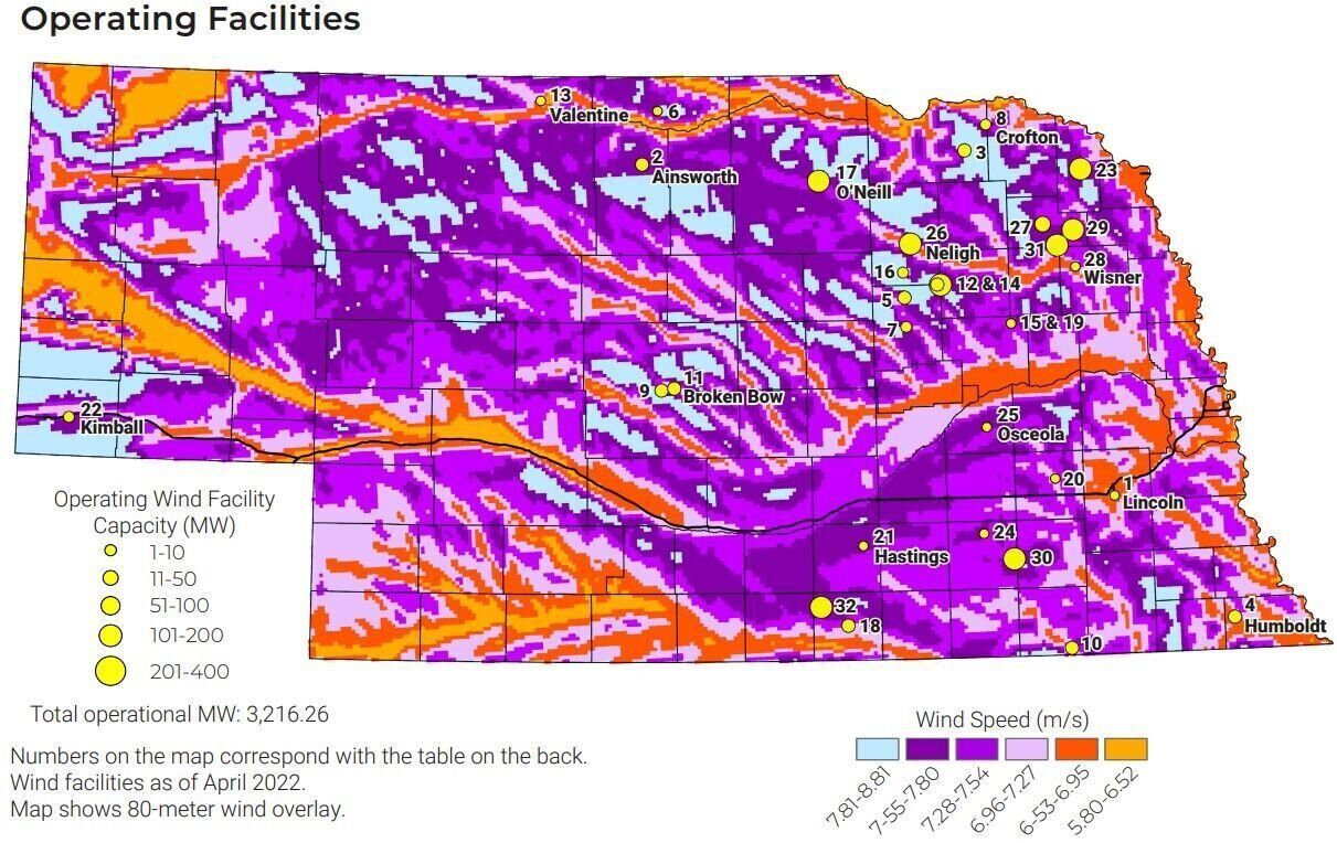 Wind facilities in Nebraska